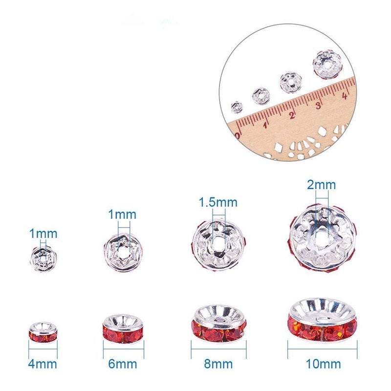 Allb 100Pcs Rondelle Spacer Beads 8mm Silver Plated Czech Crystal Rhinestone for Jewelry Making Loose Beads for Bracelets - Image 3